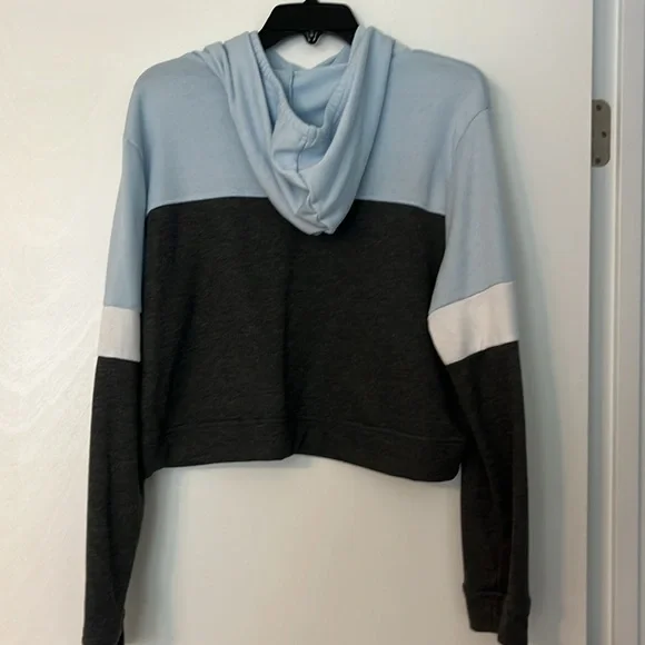 Colorblock Hoodie - Light Blue and Dark Gray - Picture 2 of 2